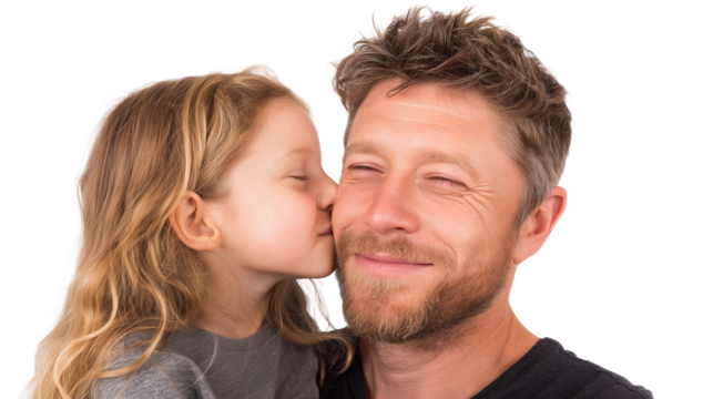 Daughter kissing father on cheek, love, family bonding, happiness