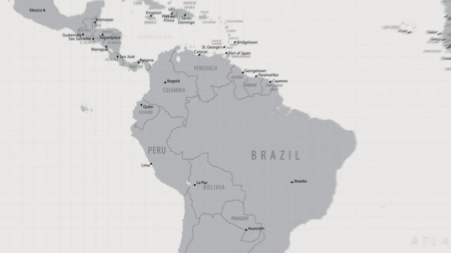 Peru on the world map. 4K animation.
