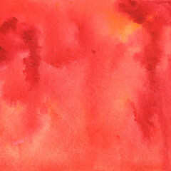 Square watercolor abstarct background - paint wash with warm reds, in high resolution