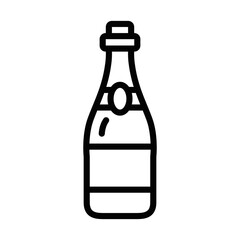 Champagne bottle vector illustration in outline style. Editable stroke.