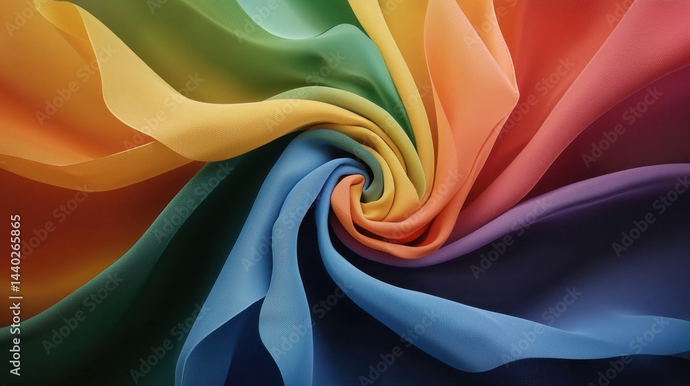 Poster abstract rainbow swirl pattern with gradient color waves in motion