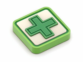 Fototapeta premium Green Plus Sign Icon on a Modern Button Style Background