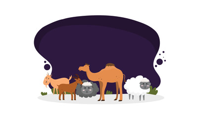 Animal Sacrifice for Eid al Adha Illustrating background vector