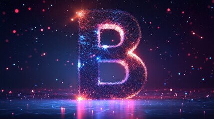 Abstract glowing letter B.