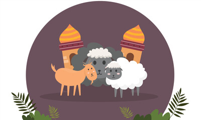 Animal Sacrifice for Eid al Adha Illustrating background vector