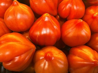 Pointed Toro red tomatoes at the market.