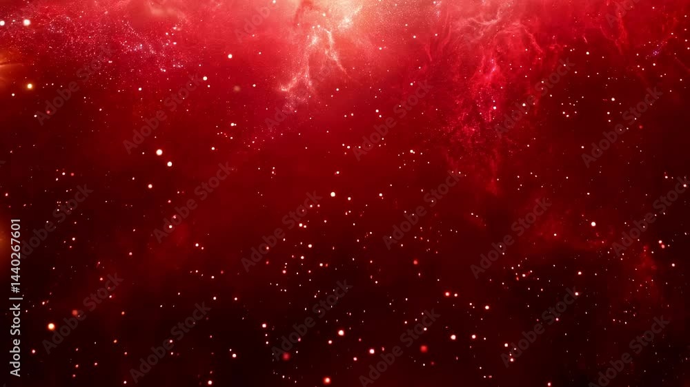 Poster red nebula sparkling particles background