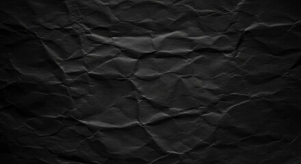 Fototapeta premium Crumpled Black Paper Texture Dark Abstract Background