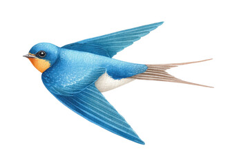 Obraz premium Colorful illustration of a swallow bird in flight displaying vivid blue and orange colors