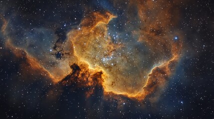 Obraz premium Heart of the cosmos: A stunning view of a nebula with stellar brilliance