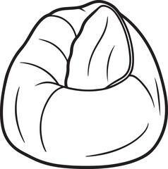 bean bag chair line art, black outline, vector and illustration, coloring book page line art drawing