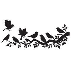 birds and flowers silhouette