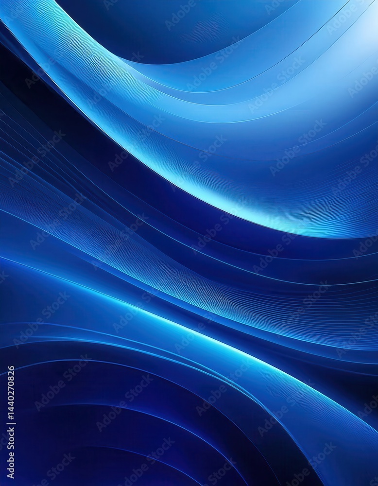 Poster flowing abstract gradients in soothing blue tones create a serene backdrop for various design applic