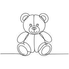 Teddy bear line art vector, Cute teddy outline icon. with white background