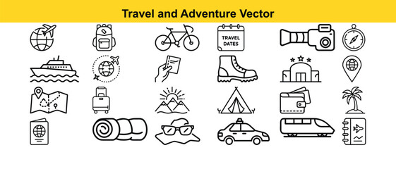 Travel and Adventure Vector Icon Set
