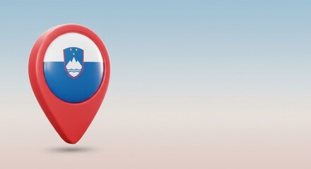 Slovenia Location Pin 3D Render: Discover the Beauty of Slovenia with this Stunning 3D Map Marker Featuring the Slovenian Flag