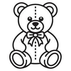 Teddy bear line art vector, Cute teddy outline icon. with white background