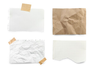 Different notebook sheets isolated on white, set