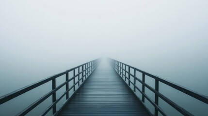 Fototapeta premium Mysterious Foggy Bridge: A Serene Journey into the Unknown