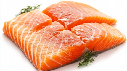 Close-up Fresh Raw Salmon Fillet Isolated on White Background for Professional Cooking Concepts