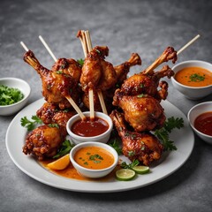  Chicken Drumsticks on Rustic Surface &ndash; Full HD DSLR Image &ndash; White Blurry Background