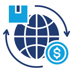 Global Trade Flat Blue Icon