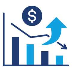 Economic Contraction Flat Blue Icon