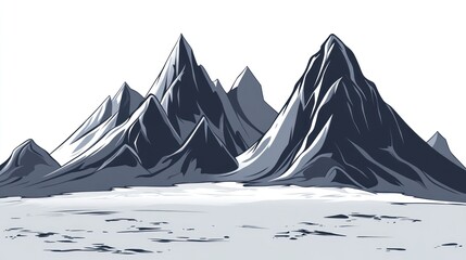 Snowy Peaks, Desert Base, Graphic Illustration