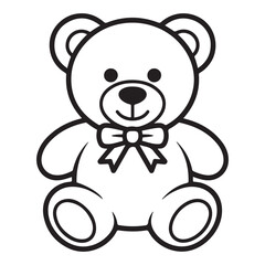 Teddy bear line art vector, Cute teddy outline icon. with white background