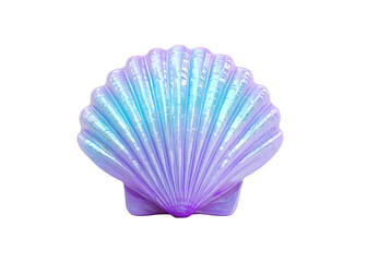Fototapeta premium Iridescent Shell Display on White Background with Pastel Color Gradient for Marine Themes