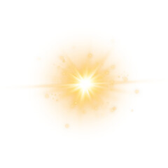 Golden Starburst Effect PNG Radiant Energy Light Explosion with Transparent Background for Creative Projects