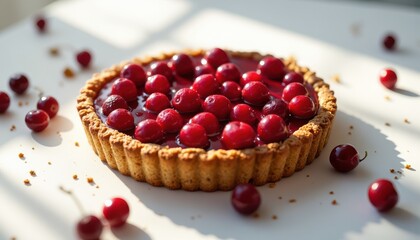 Delicious cranberry tart kitchen food photography natural light close-up gourmet dessert inspiration