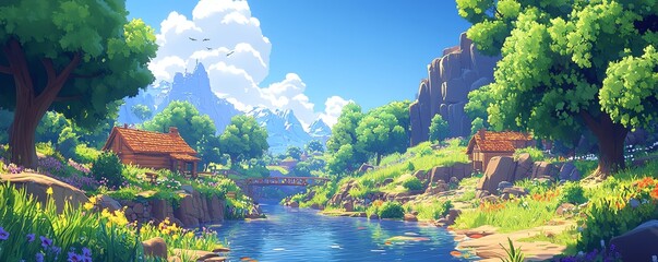 A vibrant streamer's desktop featuring an open-world game on the screen, showcasing a creative gaming setup and captivating visuals.