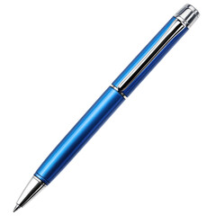 Single Classic Blue Ballpoint Pen Crisp  isolated on a transparent background