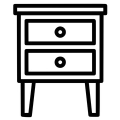 Wooden nightstand with two drawers on legs with round handle. Bedside Table, Wooden Furniture, Storage Unit with Handles