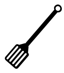 Kitchen Spatula with Long Handle and Slotted Flat Head, Hanging Ring, Cooking Utensil, Culinary Tool, Kitchenware, Food Preparation and Home Cooking 