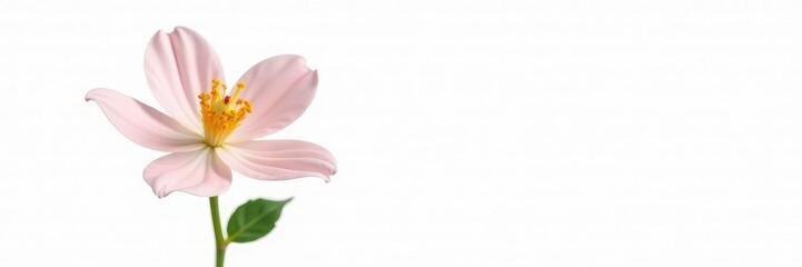 Small isolated flower with intricate details facing forward on white, details, solitary, solo