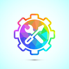Service icon design illustration, maintenance tools sign symbol in low poly style