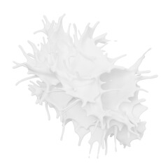 splash of white liquid is dramatically bursting and dispersing in various directions against a simple background. frothy texture and splatter create an energetic visual effect. 3d render