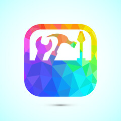 Service icon design illustration, maintenance tools sign symbol in low poly style