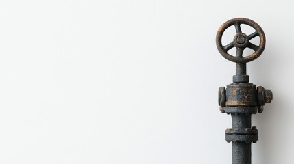 Obraz premium Rusty antique pipe valve on white background