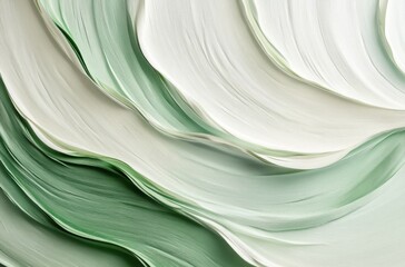 Minimalist abstract wallpaper of green organic lines spiraling gently across a soft white and cream background