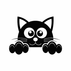 black cat vector silhouette on white background