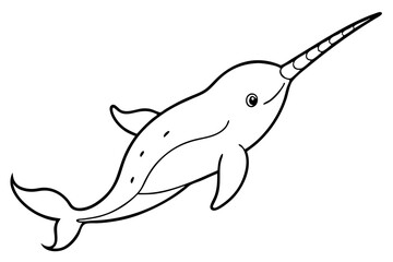 Obraz premium Minimalist Narwhal Line Art