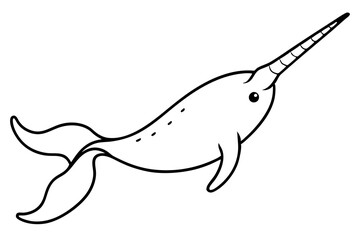Obraz premium Minimalist Narwhal Line Art