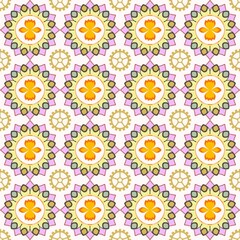 Bohemian Floral Mandala Seamless Pattern in Earth Tone Colors