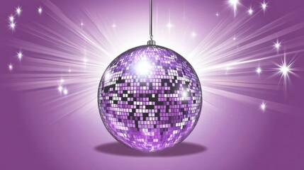 Purple disco ball in a spotlight