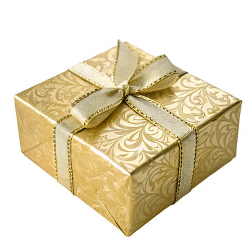 Luxury Gold Gift Box with Ribbon: Perfect Present Ideas isolated on transparent background