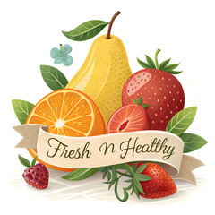 set of fruits and berries