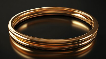 Golden wedding band on black background